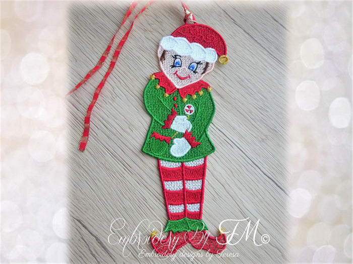 Christmas elf lace / 5x7 hoop