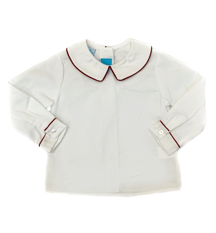 Claire & Charlie Shirt-Burgundy Piping