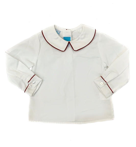 Claire & Charlie Shirt-Burgundy Piping