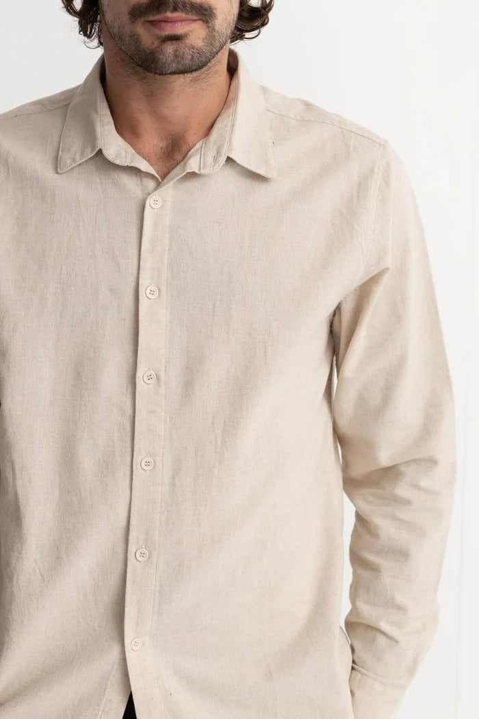 Classic Linen Long Sleeve Shirt in Sand - Madison's Niche