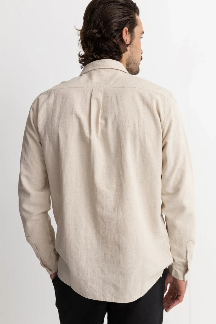 Classic Linen Long Sleeve Shirt in Sand - Madison's Niche
