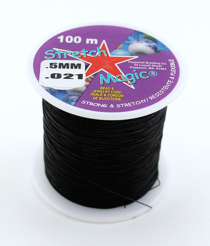 Clear & Black Stretch Magic Bulk Roll Beading & Jewelry Cord Sizes 0.5mm, 0.7mm 1mm - artcovecrafts.com