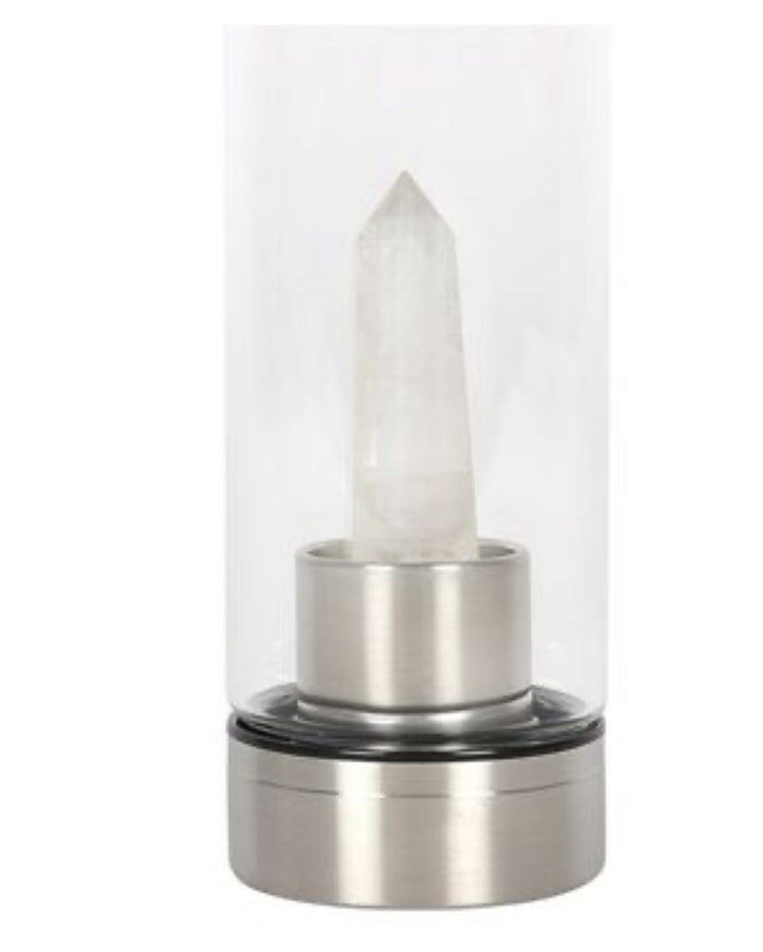 Clear Quartz Energising Glass Water Bottle 🇬🇧