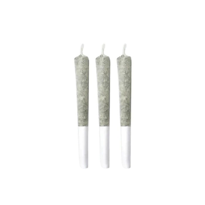 A close-up of three Clobberfunk Pre Rolled 0.5 g pre-rolls against a white background.