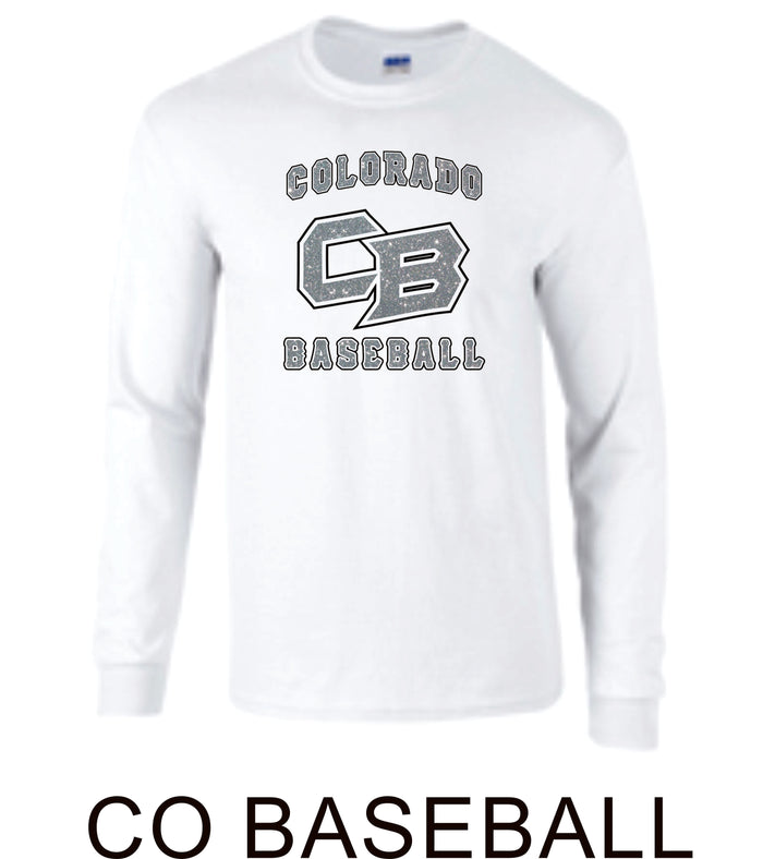CO Baseball Basic Long Sleeve Tee- 7 designs- Matte or Glitter