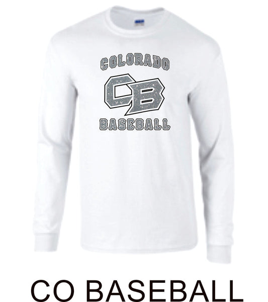 CO Baseball Basic Long Sleeve Tee- 7 designs- Matte or Glitter
