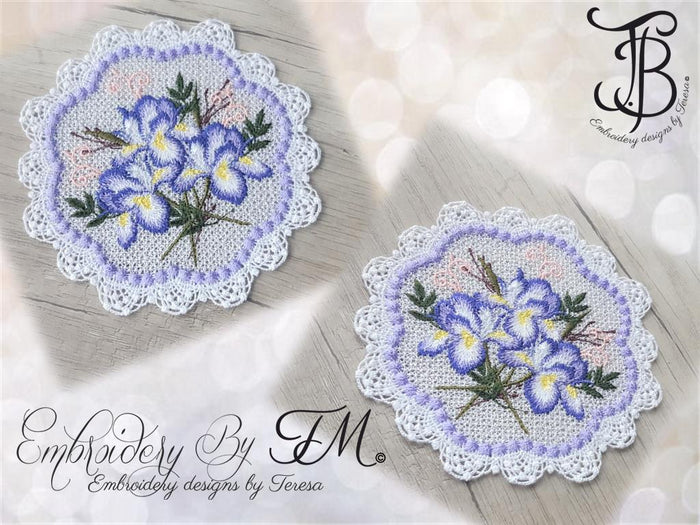 Coasters with Iris / 5x7 hoop