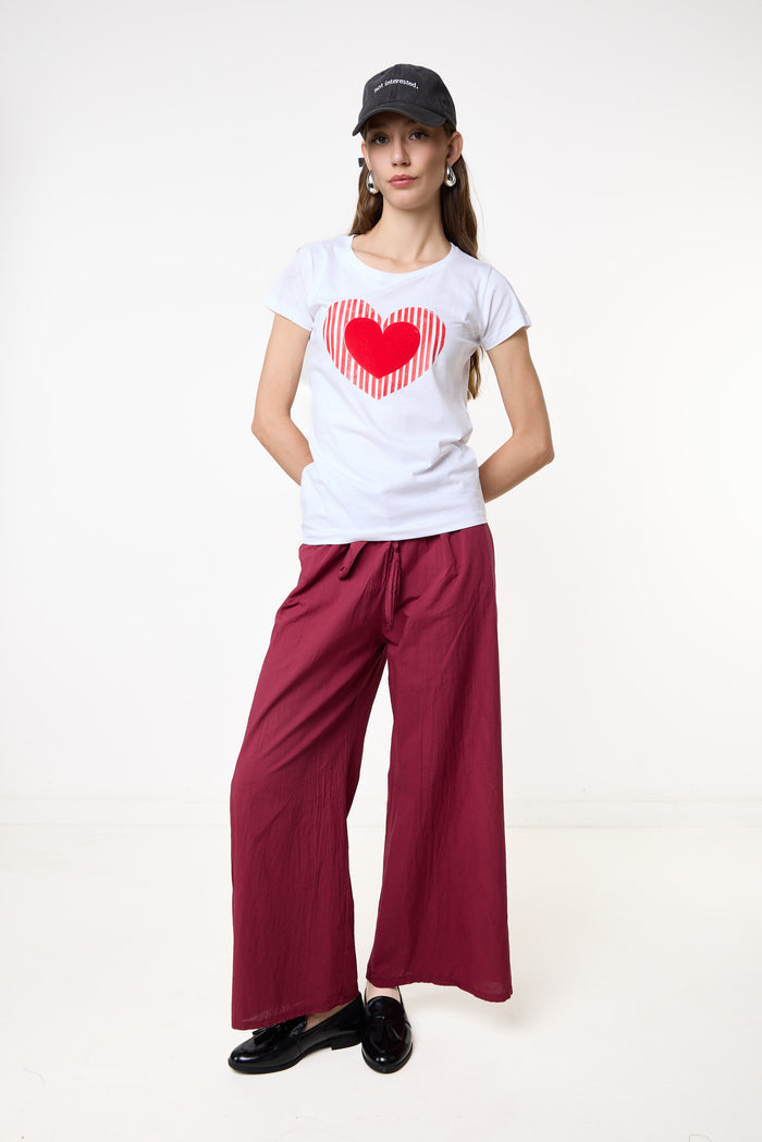 Contrast heart graphic cotton t-shirt wholesale