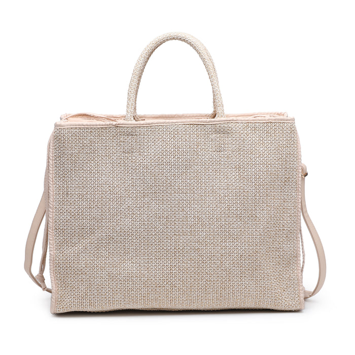 Contrast trim woven tote bag wholesale