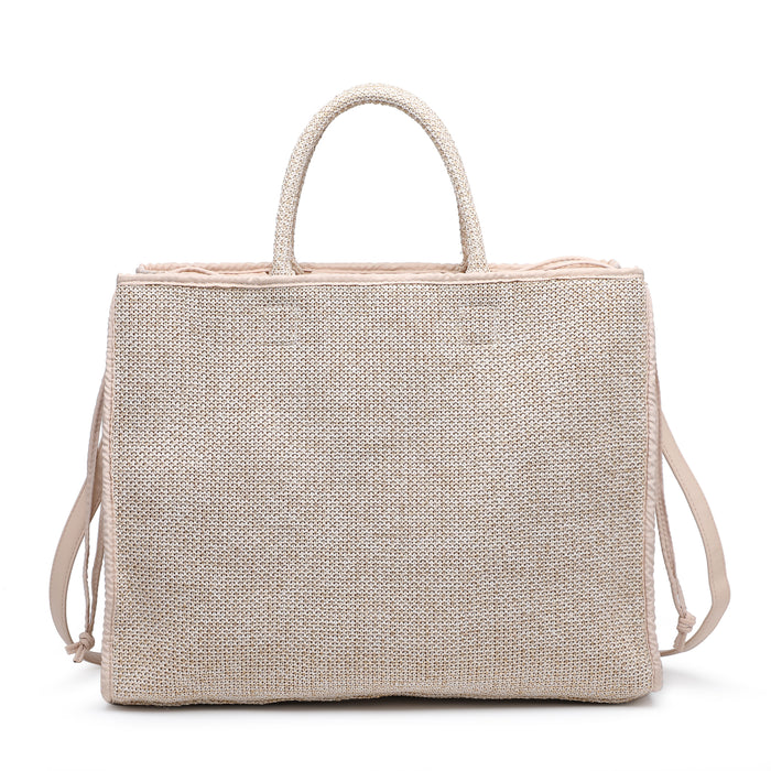 Contrast trim woven tote bag wholesale