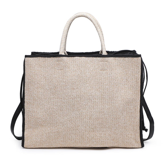 Contrast trim woven tote bag wholesale
