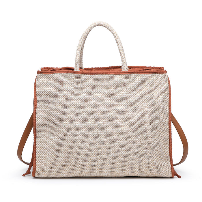 Contrast trim woven tote bag wholesale