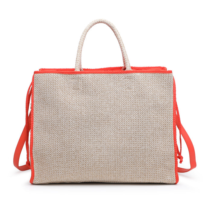Contrast trim woven tote bag wholesale