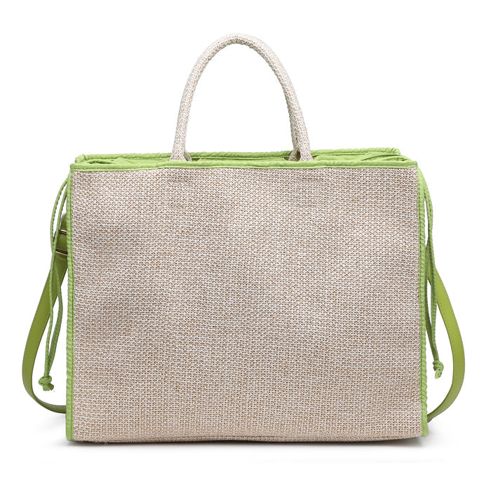 Contrast trim woven tote bag wholesale