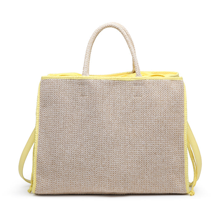 Contrast trim woven tote bag wholesale