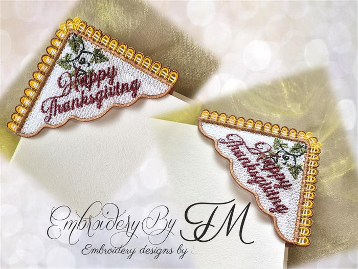 Corner bookmark /Happy Thanksgiving / 5x7 hoop