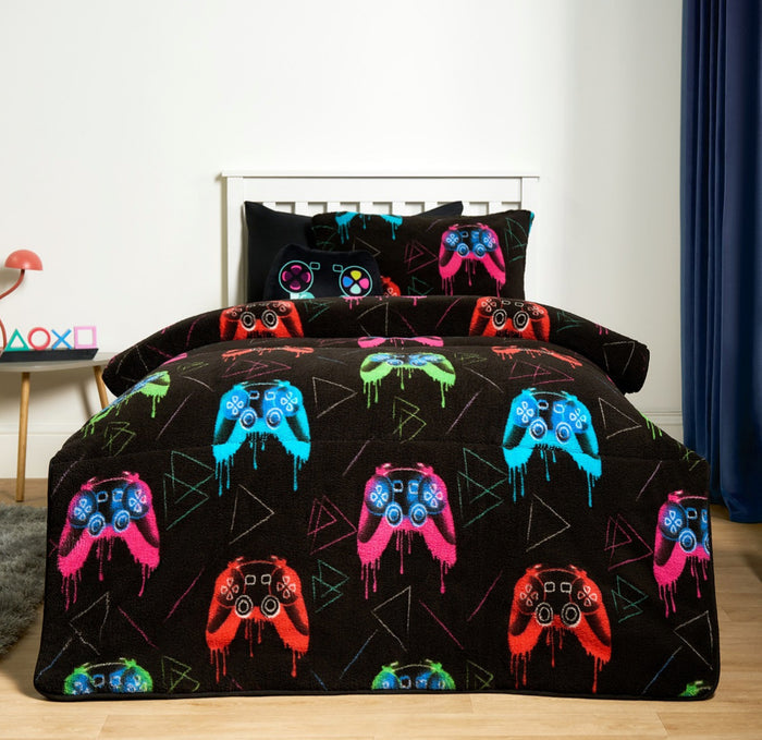 Coverless Teddy Gaming 10.5 Tog Duvet Set - Black 🇬🇧
