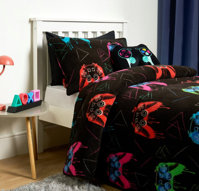Coverless Teddy Gaming 10.5 Tog Duvet Set - Black 🇬🇧