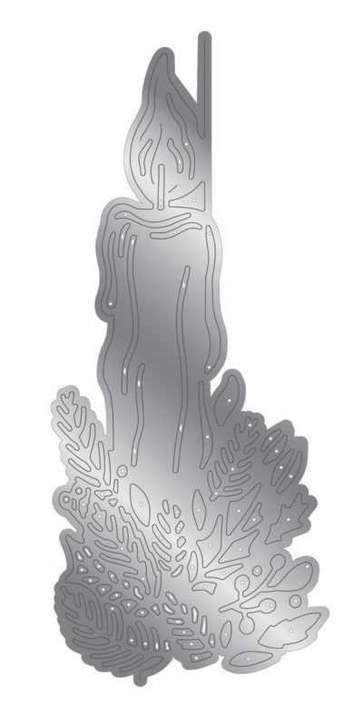 Crafter's Companion - Die - Christmas by Candlelight - Traditional Candle. Size: 2.4'' x 5.7'' Available at Embellish Away in Bowmanville Ontario Canada.