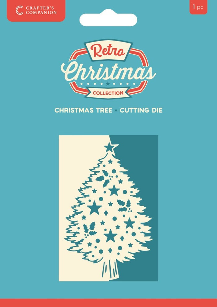 Crafter's Companion - Edge'able Die - Retro Christmas - Christmas Tree. Size: 3.6'' x 5.7''. Available at Embellish Away in Bowmanville Ontario Canada.