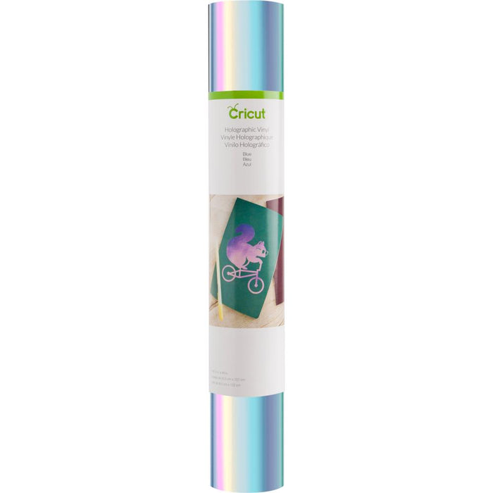 Cricut - Holographic Sparkle Vinyl 12"X48" Roll - Blue. Ideal for making removable decals, labels, home decor, media covers and other DIY projects! Cut intricate images that adhere but leave behind no stubborn residue. This package contains one 12x48 inch roll of vinyl. Imported. Available at Embellish Away located in Bowmanville Ontario Canada.