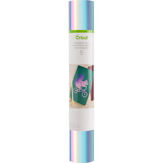 Cricut - Holographic Sparkle Vinyl 12"X48" Roll - Blue. Ideal for making removable decals, labels, home decor, media covers and other DIY projects! Cut intricate images that adhere but leave behind no stubborn residue. This package contains one 12x48 inch roll of vinyl. Imported. Available at Embellish Away located in Bowmanville Ontario Canada.