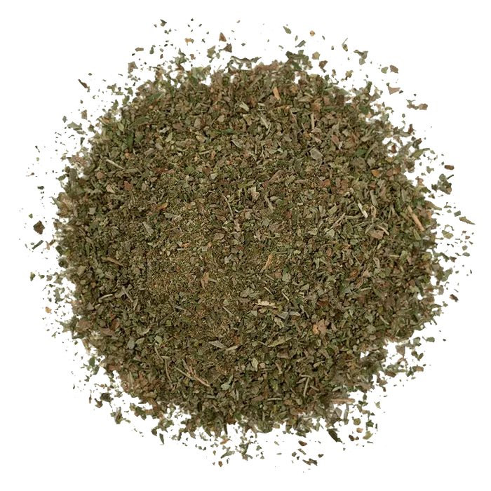 Close-up of the Cropped Harvest (Indica), showing a textured, green surface with a slightly blurred focus.