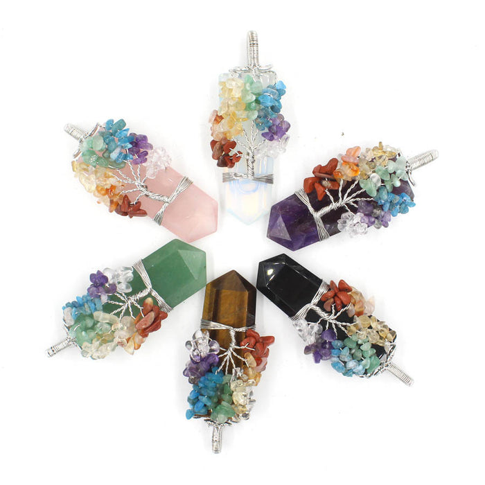 Crystal Column Tree Of Life Winding Pendant Necklace 🇨🇳