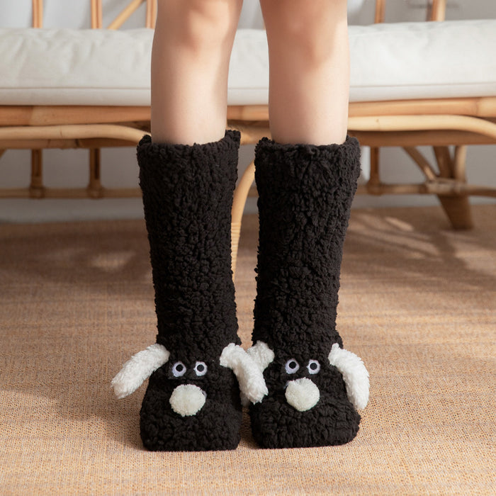 Cute Cartoon Dog Floor Socks Winter Warm Non-slip Plush Socks For Women 🇨🇳
