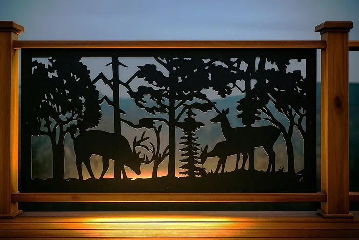 Decorative Metal Panel- Buck, Doe, Fawn Scene 1