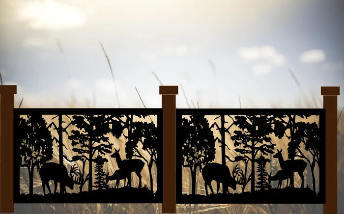 Decorative Metal Panel- Buck, Doe, Fawn Scene 1