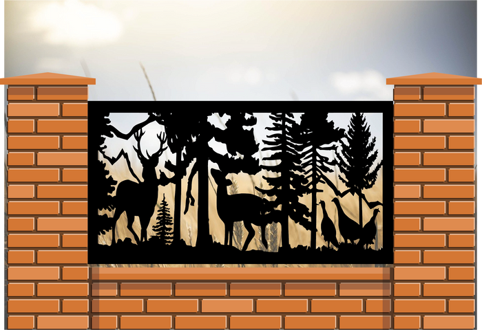 Decorative Metal Panel- Deer and Turkeys