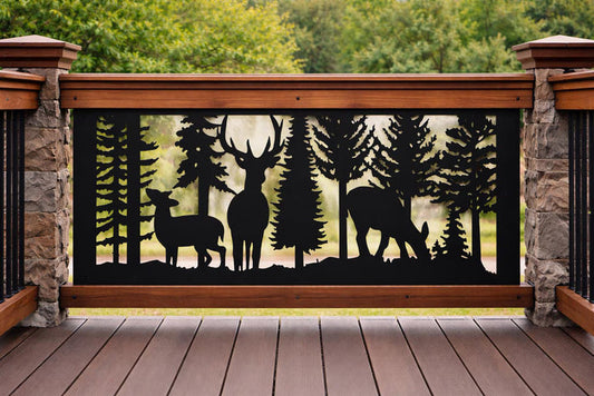 Decorative Wildlife Railings- Wildlife Scenery with Two Doe's and Buck Scene2
