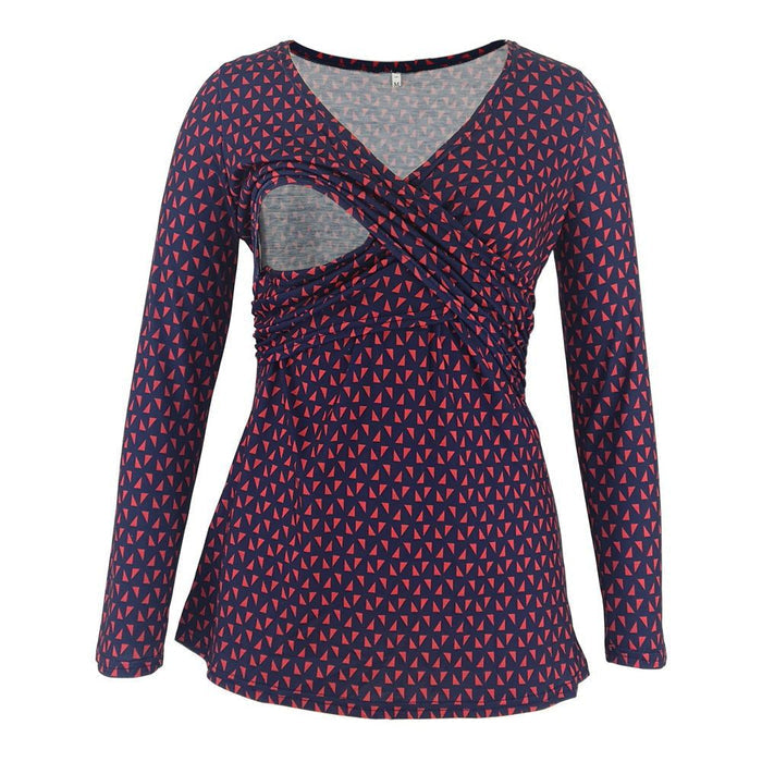 Deep V-neck print long sleeves 🇨🇳