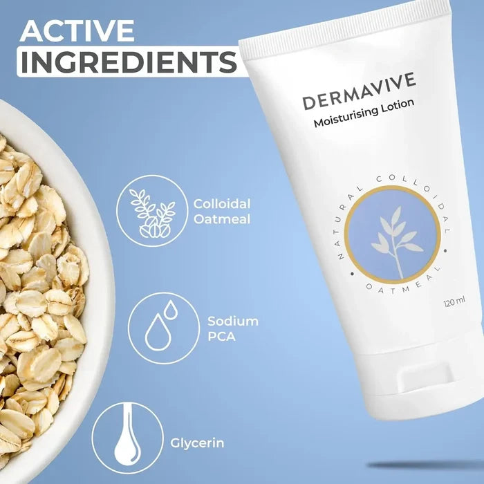 Dermavive Moisturising Lotion 120ml with pump dispenser open