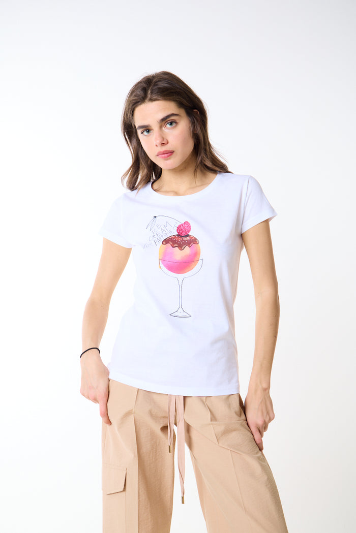 Dessert graphic ice cream glass printed fitted t-shirt wholesale