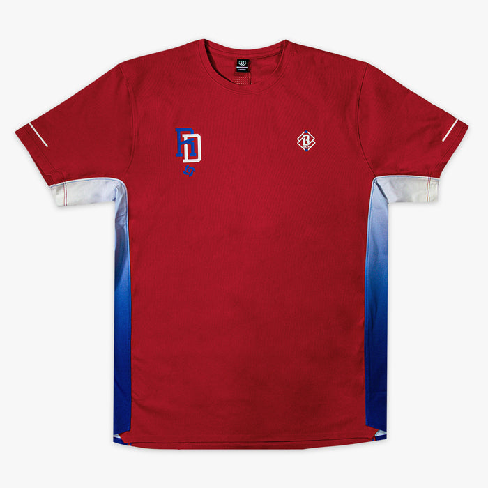 Red Diamond Tech Vented Dominican Republic graphic tee — front view