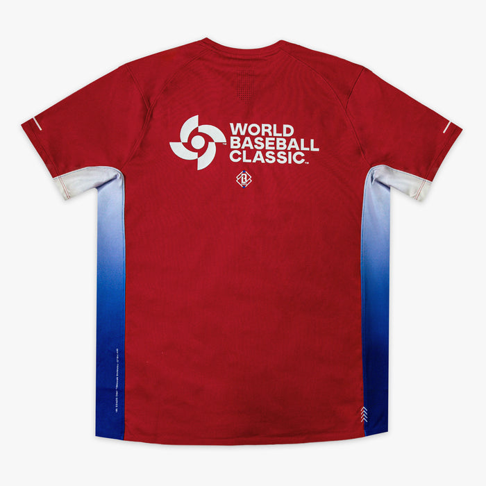 Red Diamond Tech Vented Dominican Republic graphic tee — back view