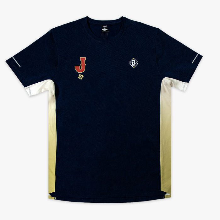 Navy Diamond Tech Vented Japan graphic tee — front view