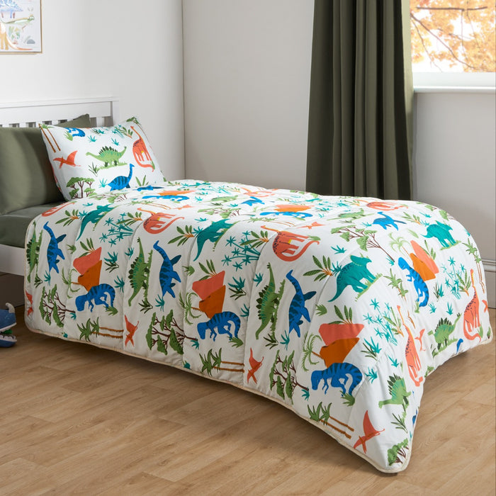 Dino Coverless 10.5 Tog Duvet & Pillowcase, Multi - Single 🇬🇧