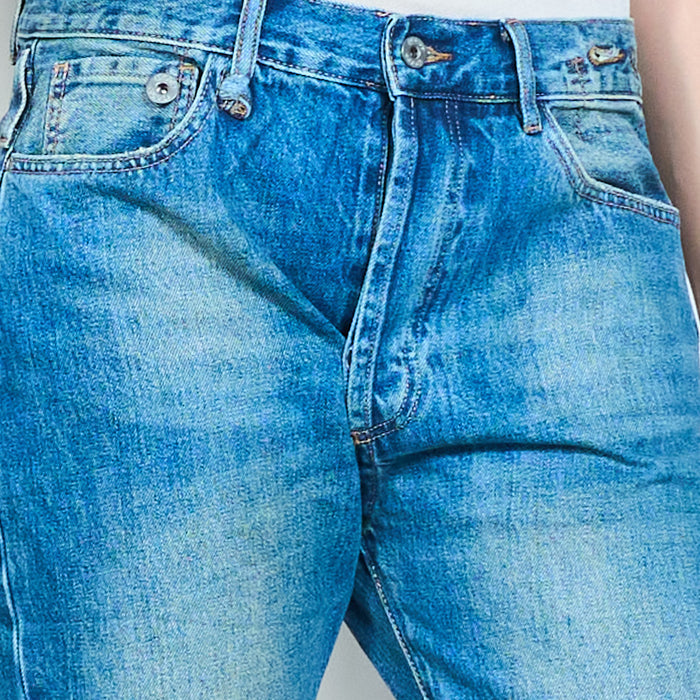 Distressed straight-leg cropped denim jeans with frayed hem detail wholesale