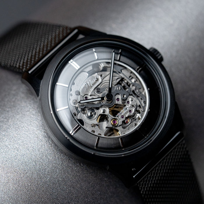 DIY Watchmaking Kit | 38.5mm Mosel (2025) series - Black Skeleton Crystal Dial dress watch w/ Miyota 82S0