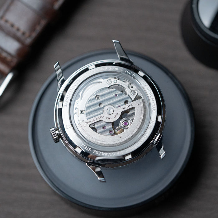 DIY Watchmaking Kit | 38.5mm Mosel series - Blue Skeleton Crystal Dial dress watch w/ Miyota 82S0 - case back
