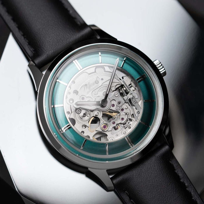 DIY Watchmaking Kit | 38.5mm Mosel (2025) series - Emerald Green Skeleton Crystal Dial dress watch w/ Miyota 82S0