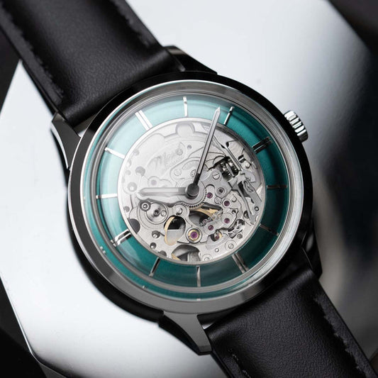 DIY Watchmaking Kit | 38.5mm Mosel (2025) series - Emerald Green Skeleton Crystal Dial dress watch w/ Miyota 82S0
