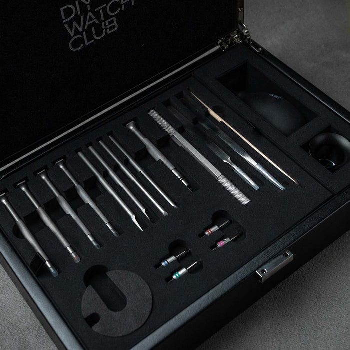 DIY Watch Club watchmaking kit - pro tools box with inhouse designed tools