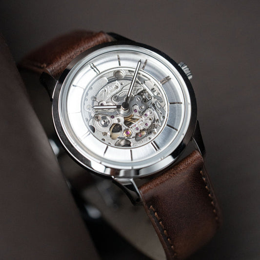 DIY Watchmaking Kit | 38.5mm Mosel (2025) series - Silver Skeleton Crystal Dial dress watch w/ Miyota 82S0