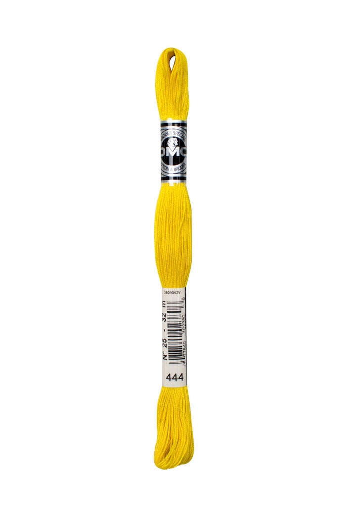 DMC 6 Strand Embroidery Floss Cotton Thread Bulk 444 Dark Lemon 8.7 Yards 12 Skeins