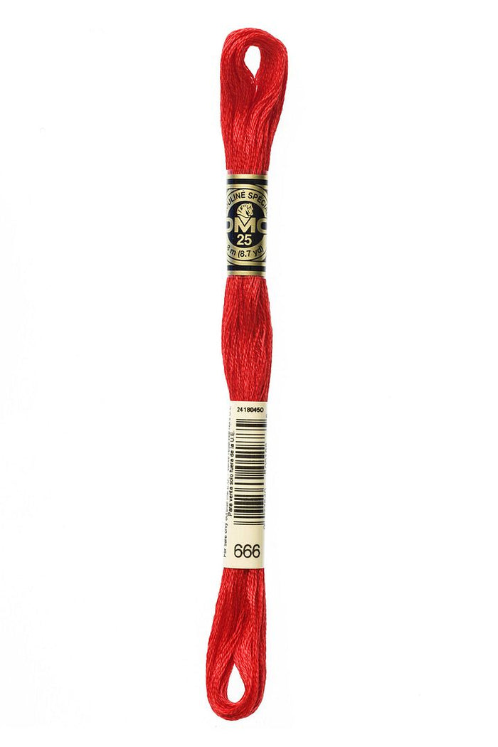 DMC 6 Strand Embroidery Floss Cotton Thread Bulk 666 Bright Christmas Red 8.7 Yards 12 Skeins