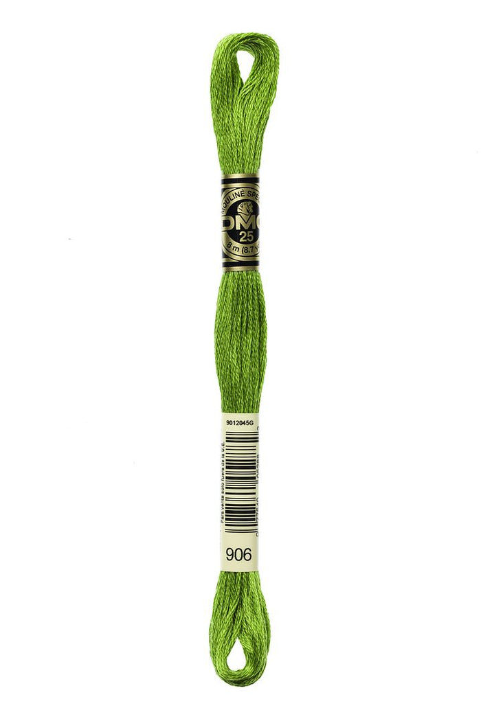 DMC 6 Strand Embroidery Floss Cotton Thread Bulk 906 Medium Parrot Green 8.7 Yards 12 Skeins